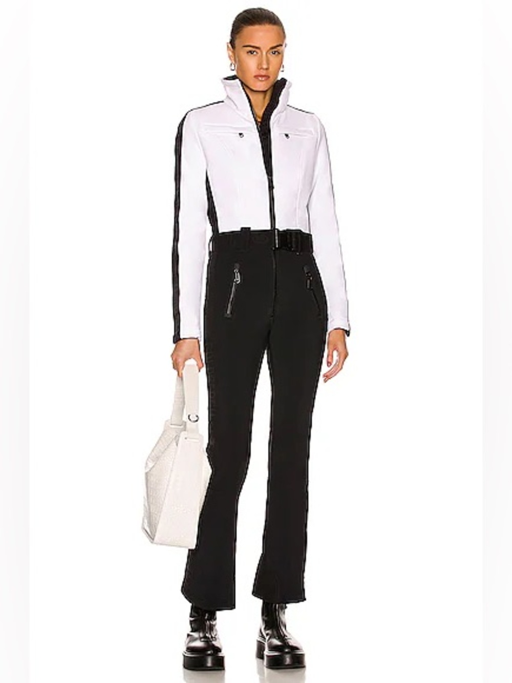 Goldbergh Phoenix Parry Ski Suit Jumpsuit Belted Black White Matching Set US 8